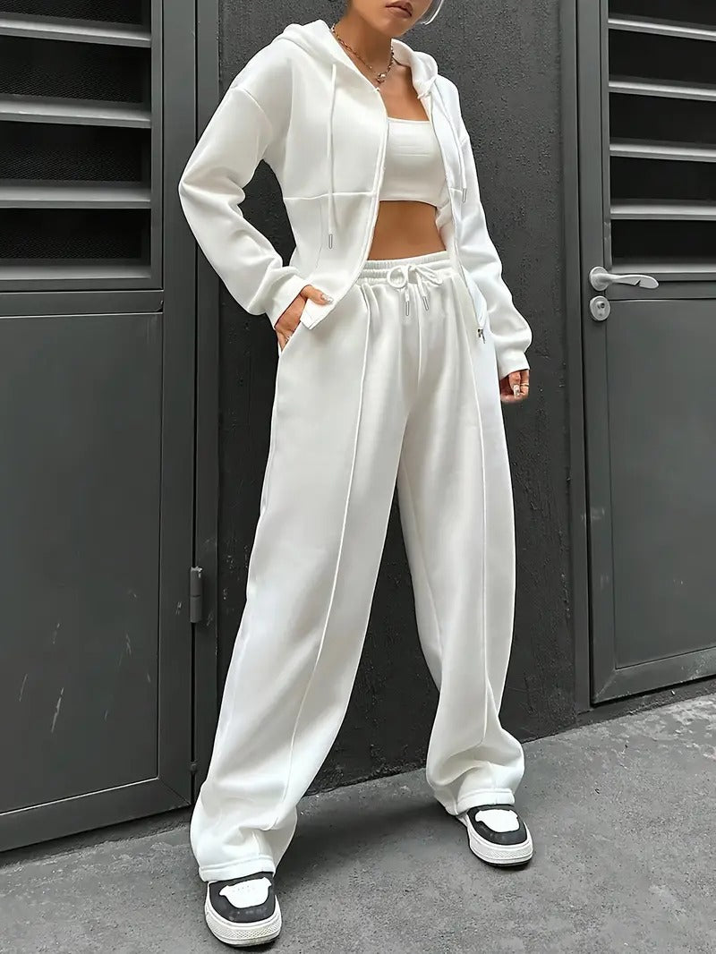 HIGH WAISTED WIDELEG TROUSER FOR WOMEN- WHITE