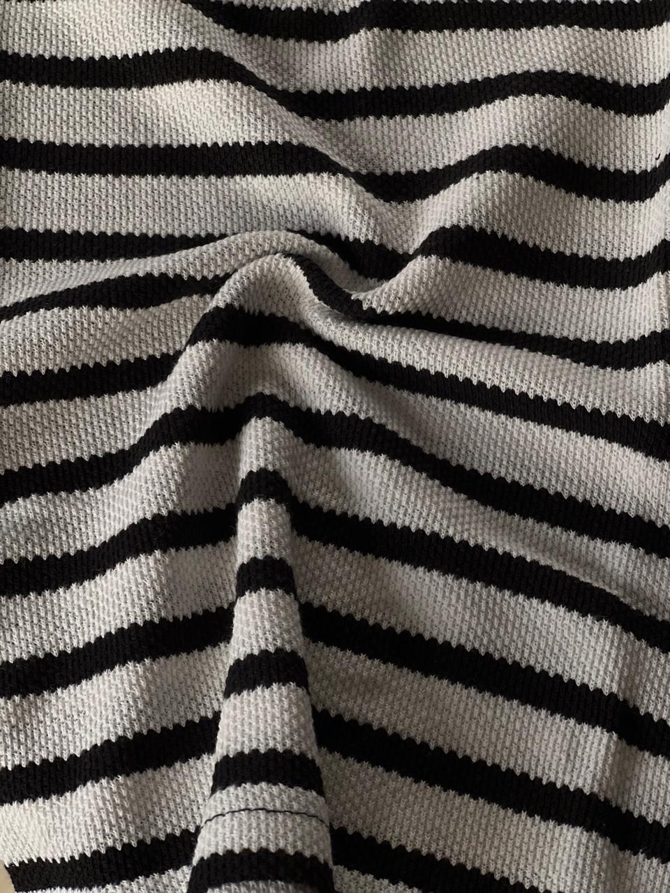STRIPPED MOCKED NECK ZIPPER POLO | FULL SLEEVES