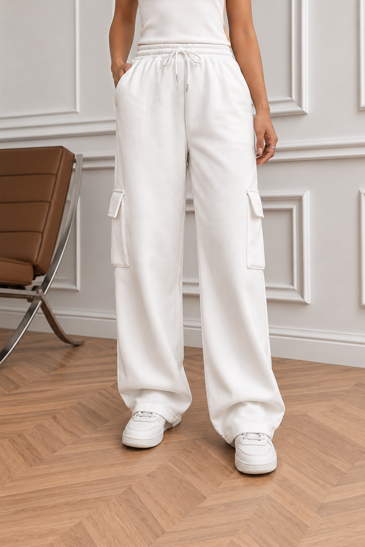 HIGH WAISTED WHITE CARGO Trouser