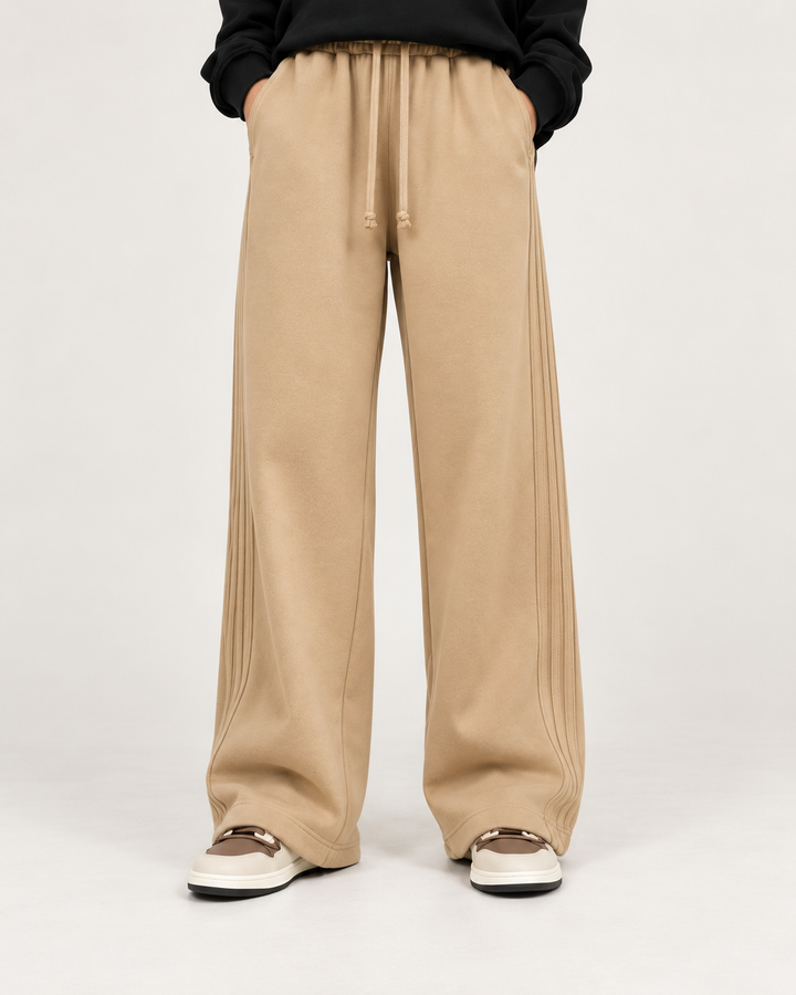 HIGH WAISTED SIDE SEAM WIDELEG TROUSER FOR WOMEN- CAMEL
