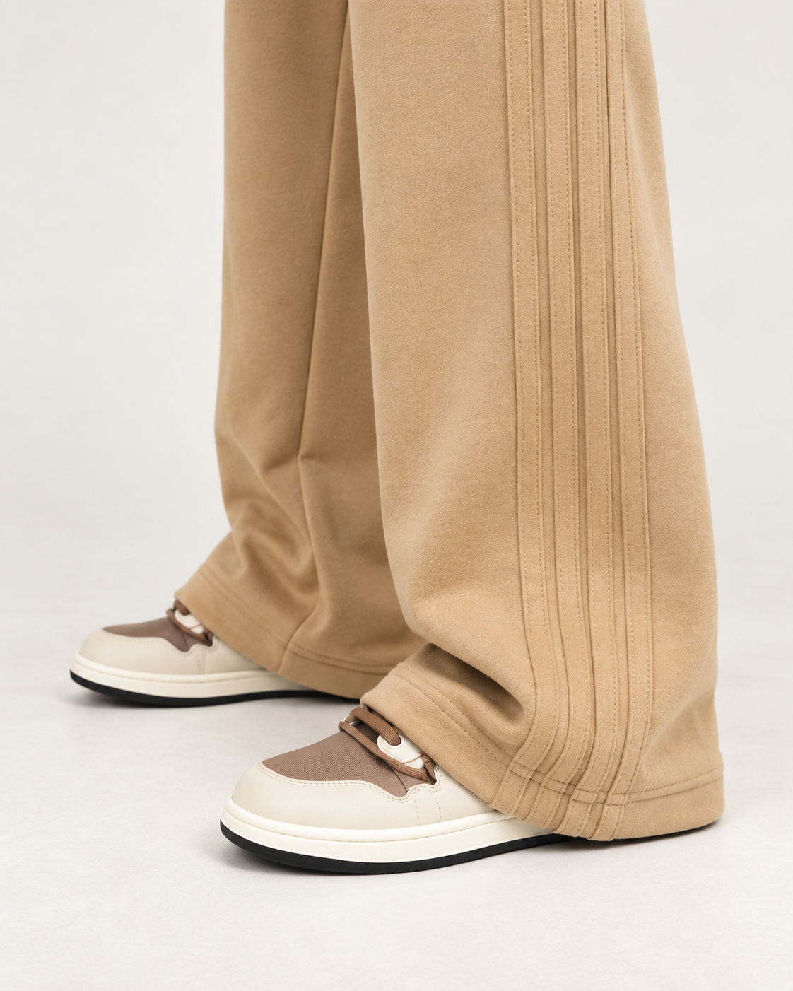 HIGH WAISTED SIDE SEAM WIDELEG TROUSER FOR WOMEN- CAMEL
